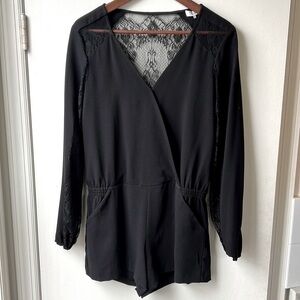 Parker black lace long sleeve romper M